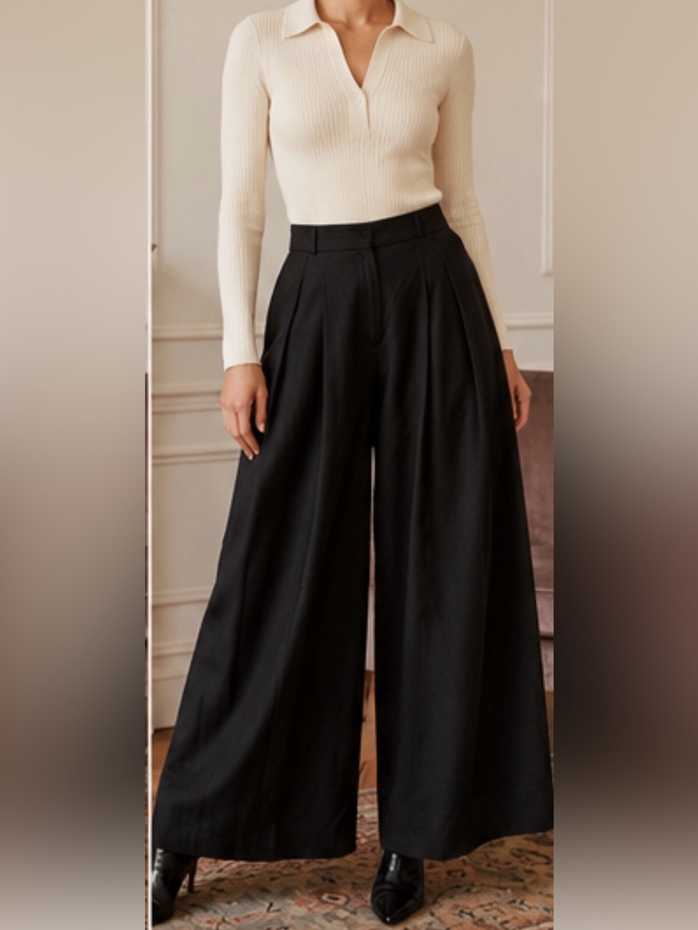 ALIGNE Wide-Leg High-Waist Black Palazzo Pants Size 10(NWOT)